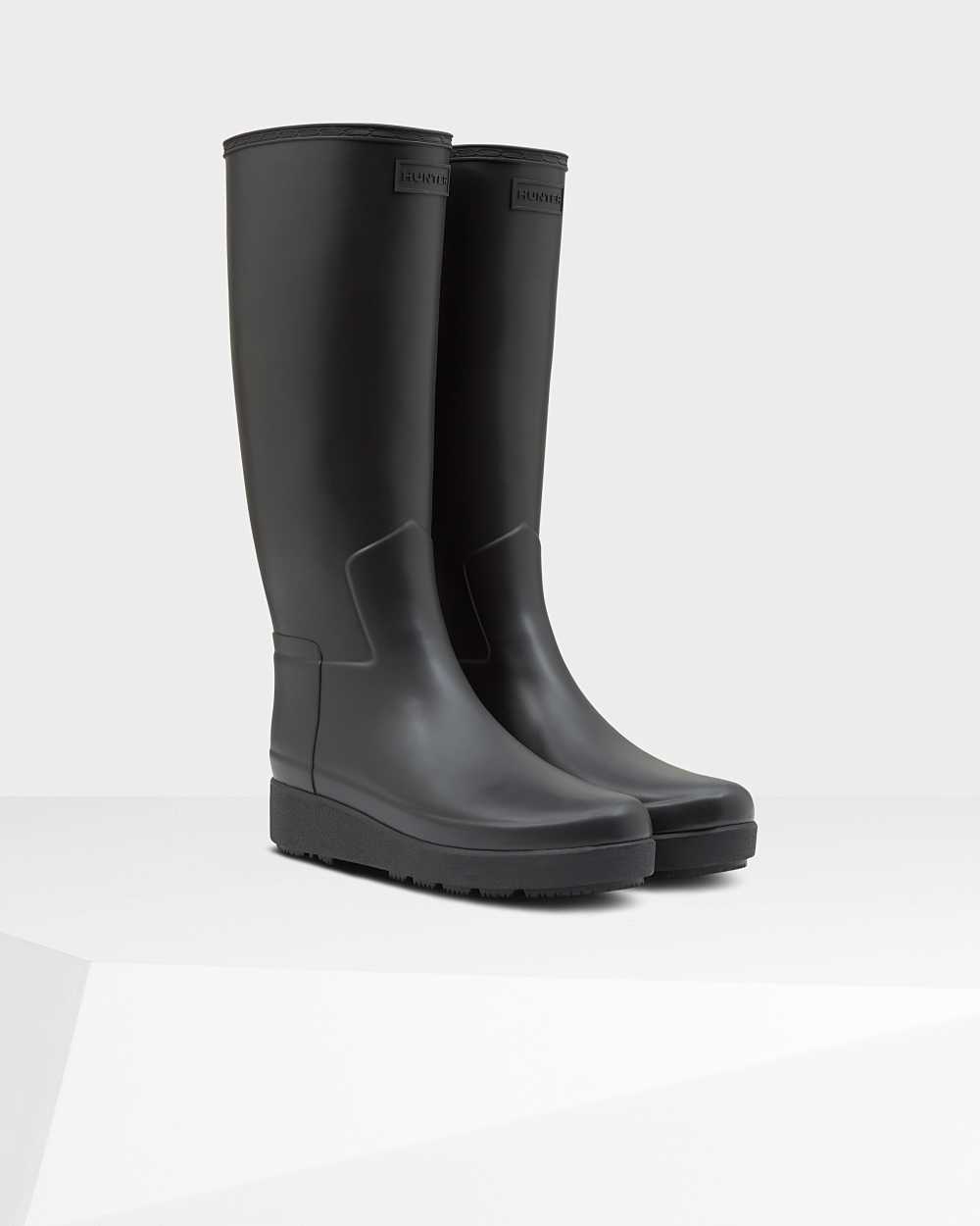 Hunter Refined Slim Fit Creeper Tall Women's Boots NZ-01698M Black